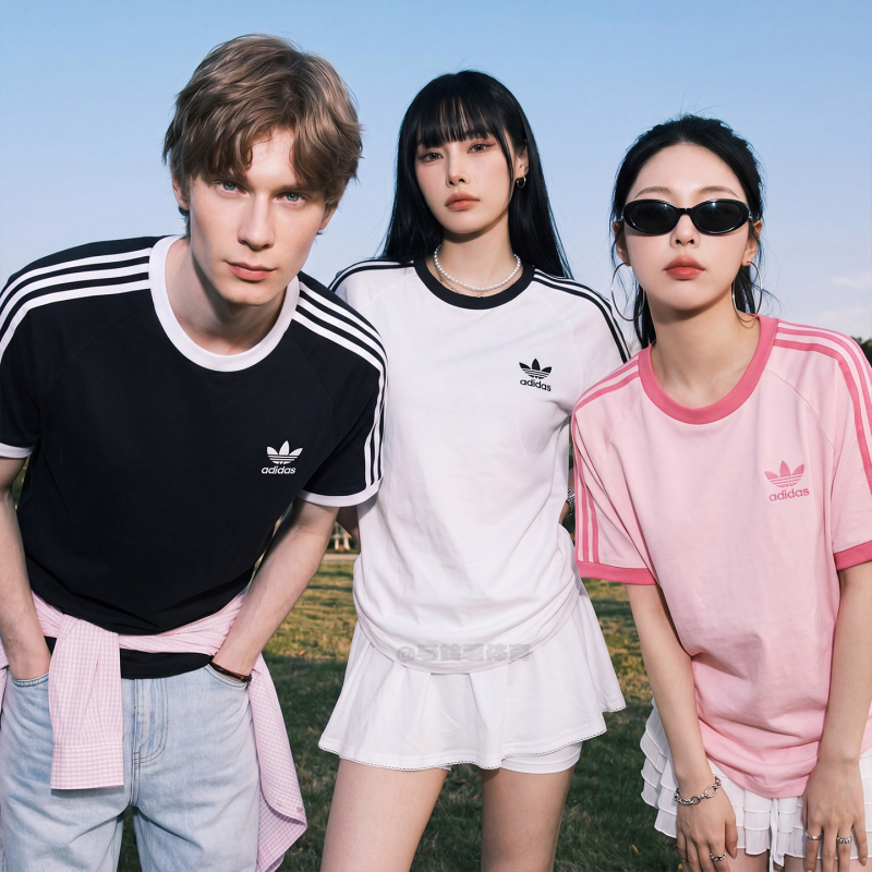 Adidas Adidas Short-Sleeved Clover Summer Striped Super Stylish Sports Casual T-Shirt for Men and Women Kb2460 Adidas Adidas Short-Sleeved Clover Summer Striped Super Stylish Sports Casual T-Shirt for Men and Women Kb2460