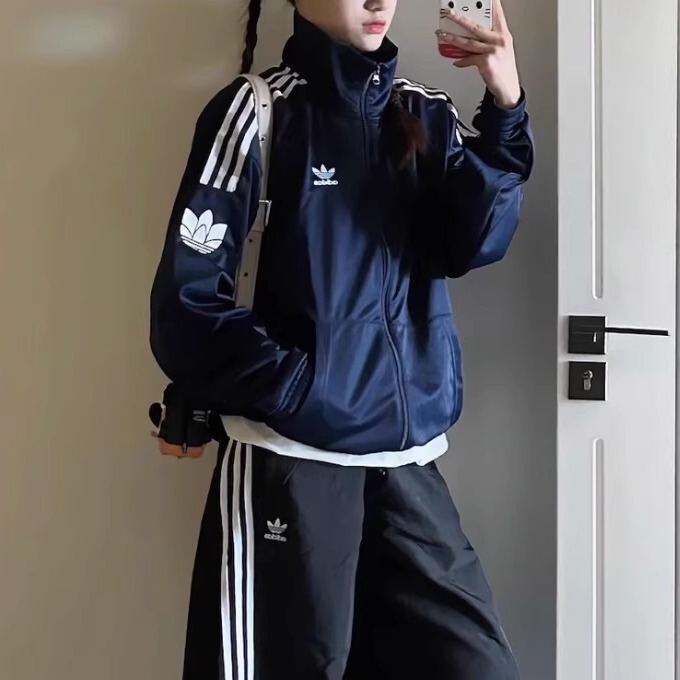 Adidas Adidas Trefoil Jacket Spring Korean Style Top Jacket for Women and Men Korean Retro Jl8398