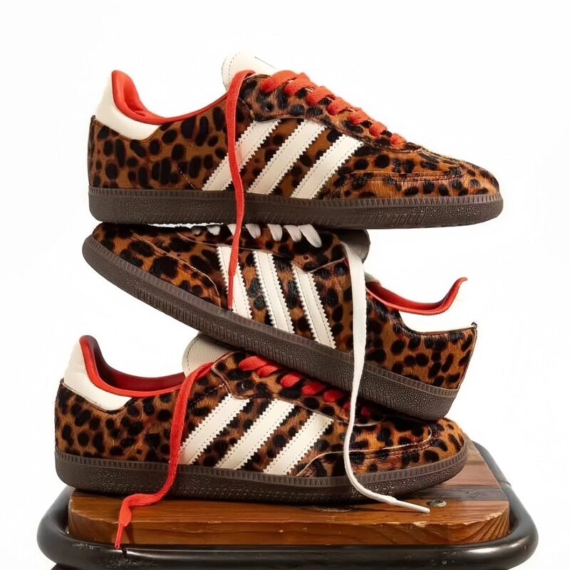 Adidas Samba Og Adidas Trefoil Leopard Print Low-Top Retro German Training T-Head Shoes for Men and Women Ji2734