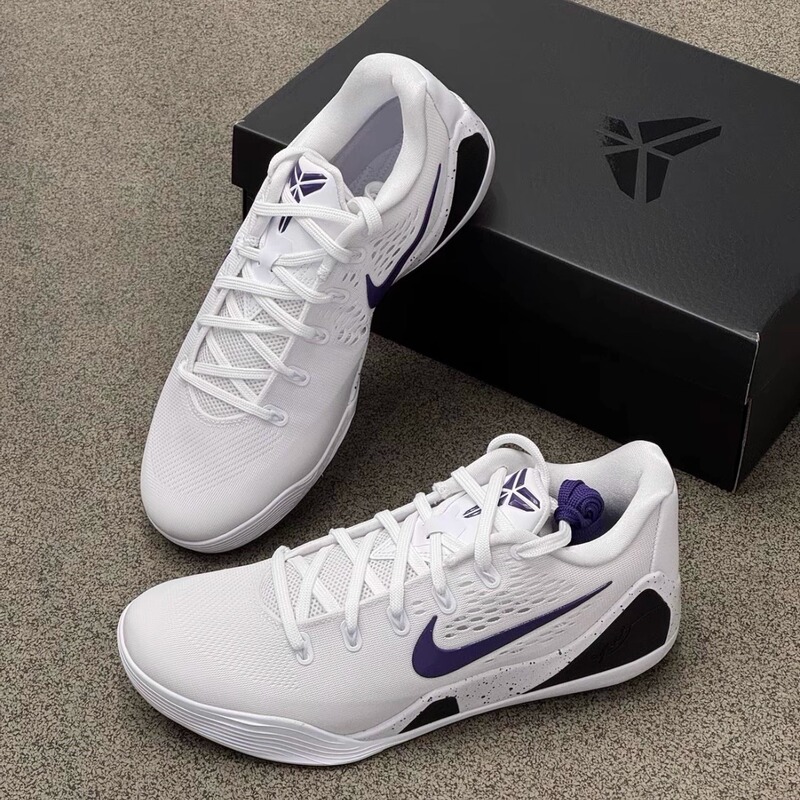 Nike Kobe9 Elite Kobe 9 Low-Top Practical Sports Basketball Shoes for Men White and Purple Ih1401-100