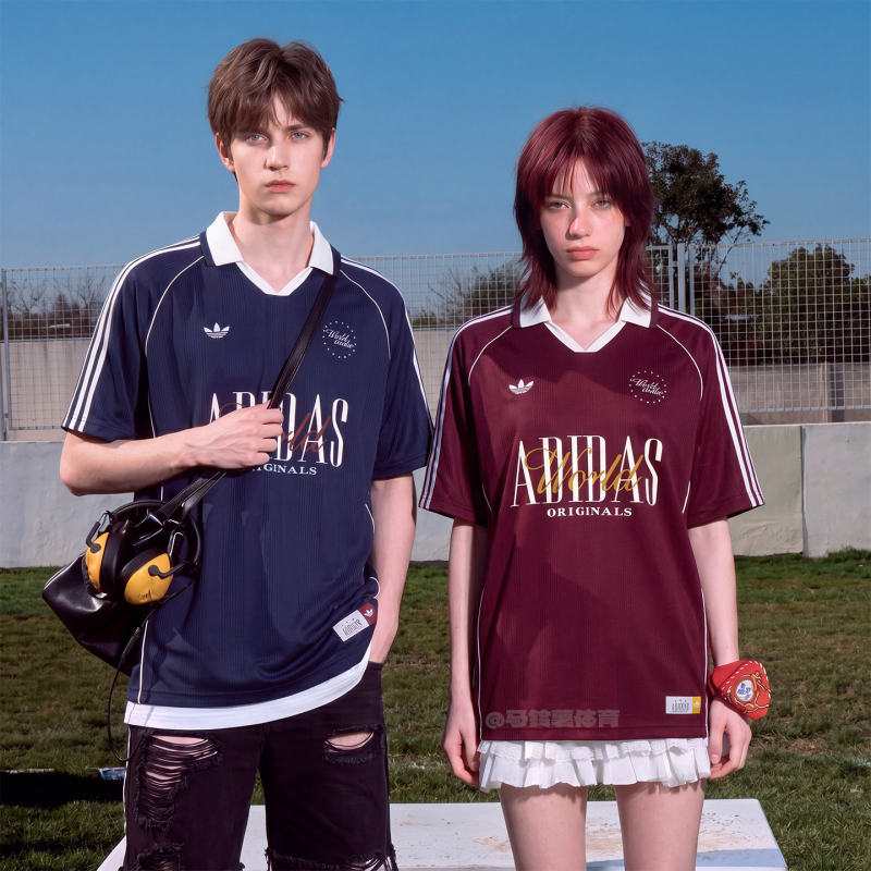 Adidas Trefoil Football Casual Sports Polo Shirt Men's Short-Sleeved T-Shirt Summer Unisex Red Blue