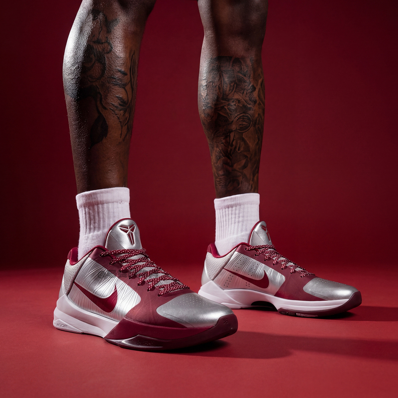 Nike Men's Shoes Kobe 5 Kobe 5Th Generation Silver Red Low-Top Shock-Absorbing Practical Basketball Shoes Im0557-001