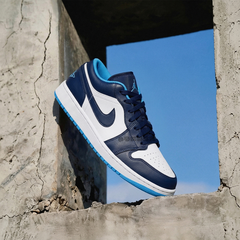Nike Nike Air Jordan 1 Low-Top Aj1 Basketball Shoes Men's Sneakers Blue and White 553558-404