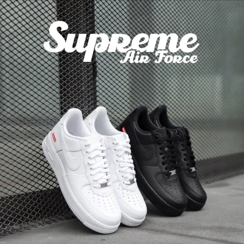 Nike Men's Shoes Air Force 1 Af1 Pure White Air Force Supreme Co-Branded Sneakers Cu9225-100