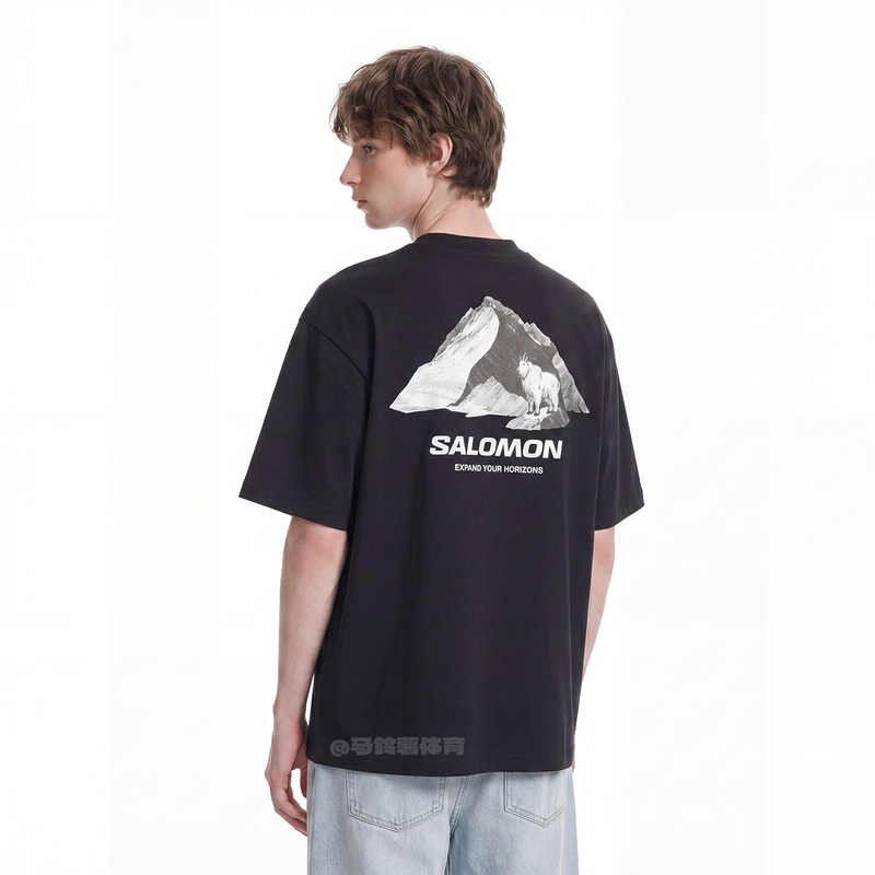Salomon Short-Sleeved Mountain Goat Outdoor Hiking Crew Neck Casual T-Shirt Salomon Short-Sleeved Mountain Goat Outdoor Hiking Crew Neck Casual T-Shirt