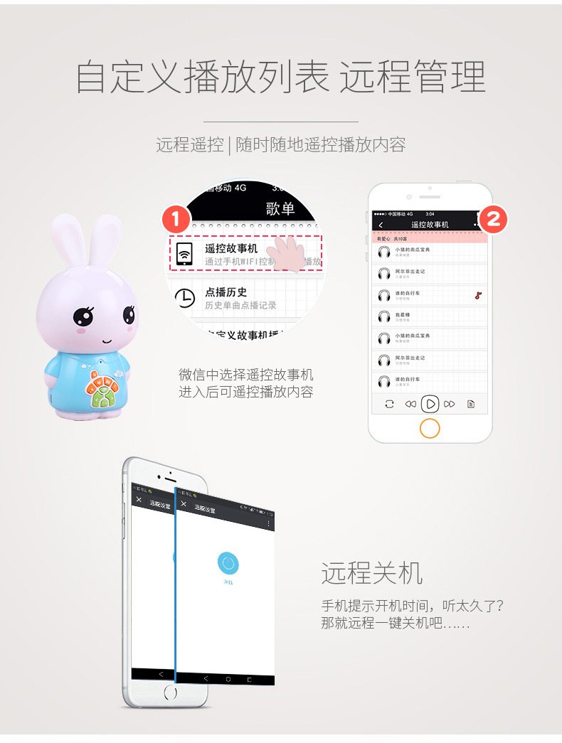 Và nhạc thông minh thời thơ ấu câu chuyện máy con thỏ wifi bé đồ chơi trẻ em có thể sạc lại 0-3-6 tuổi robot đối thoại cho bé