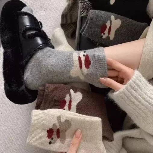 Women's New Mid-Calf Socks, Thickened for Autumn and Winter, Home Anti-Cold Sleep Socks, Cute Dog Design Women's New Mid-Calf Socks, Thickened for Autumn and Winter, Home Anti-Cold Sleep Socks, Cute Dog Design