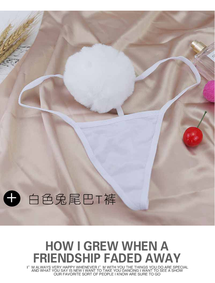 Fox đuôi thỏ đuôi dễ thương đồ lót gợi cảm thong T quần sang trọng bột trắng tóc đen bóng đồ lót nội y đẹp