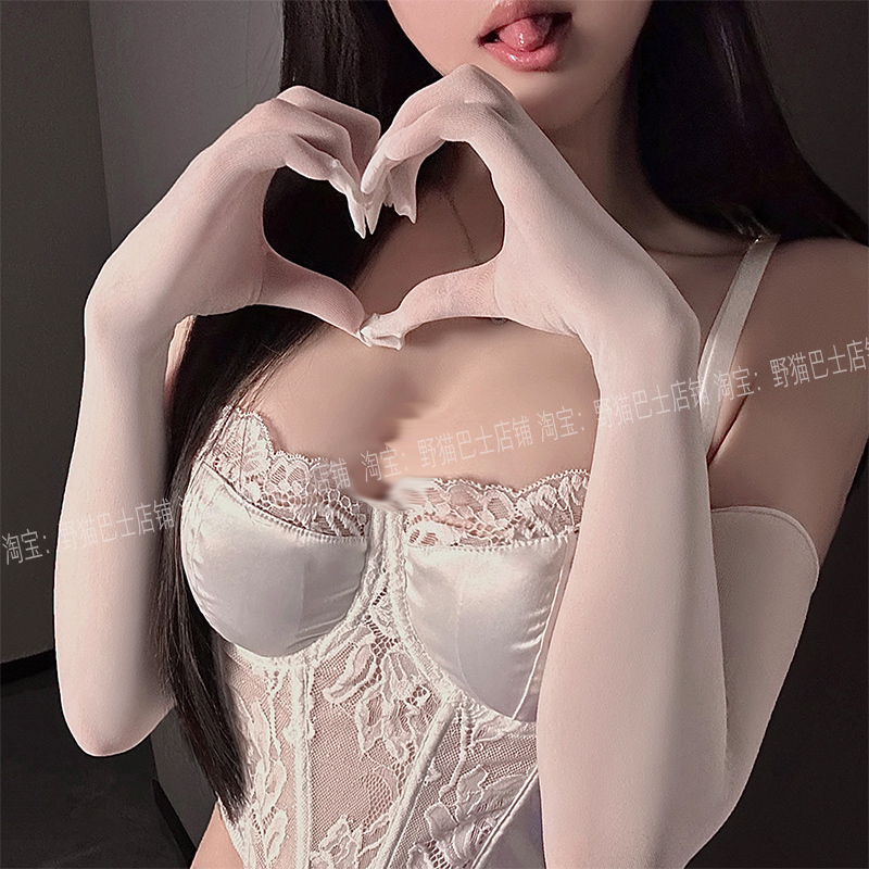 Weirdly Sexy~ Velvet Stockings, Seamless Five-Finger Gloves, Sexy Black Silk Gloves, Cosplay Sleeves for Hot Girls