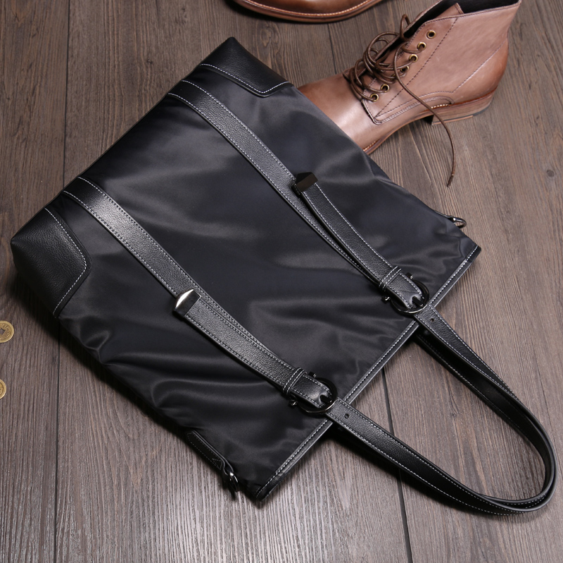 Xuan Men's Handbag Handle nylon with leather single shoulder canvas bag casual Oxford shoulder-handed man bag