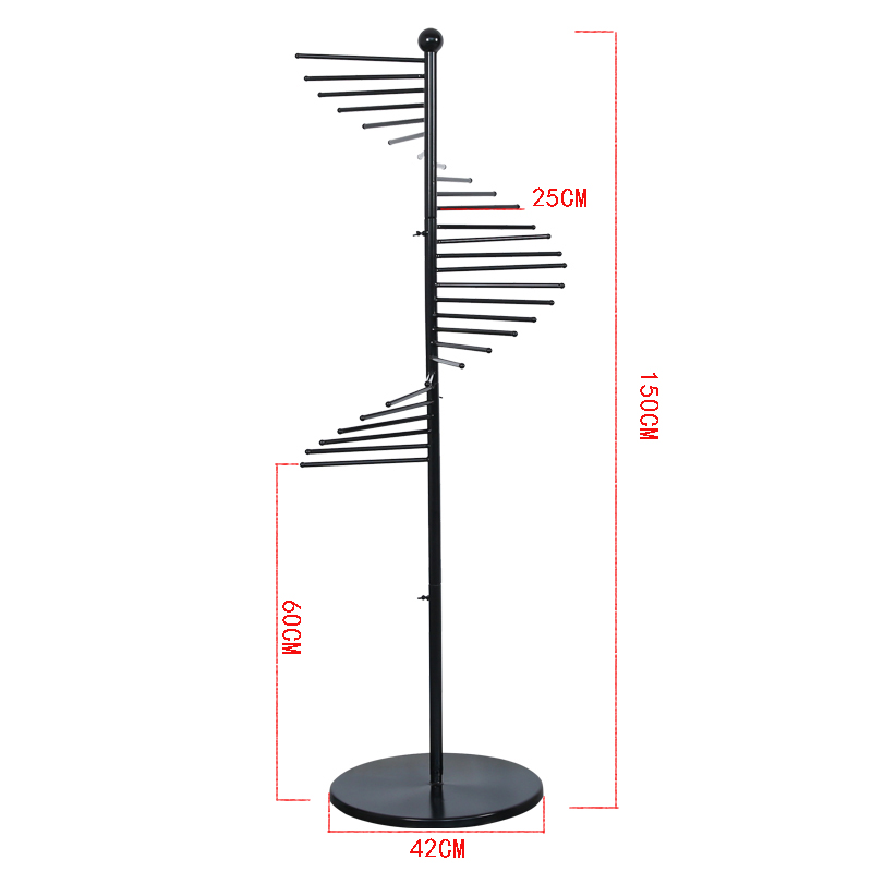 Golden scarf shelf floor display stand creative hanging scarves clothing store trousers show multi-function round (1627207:5563355329:sort by color:High 150 black 28 poles;5919063:6536025:Package Type:Official standard)