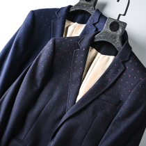 Ultimate benefits come winter mens polka dot print woolen business suit coat coat M1319