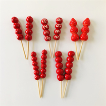 Half plum creative simulation food old Beijing sugar gourd refrigerator stickers strawberry gourd New Year decoration magnetic stickers