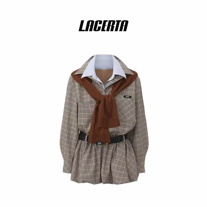 Designer Brand Lace*Ta 2026 Autumn New Plaid Double-Collar Shirt Dress Ecc Buyer Store Designer Brand Lace*Ta 2026 Autumn New Plaid Double-Collar Shirt Dress Ecc Buyer Store