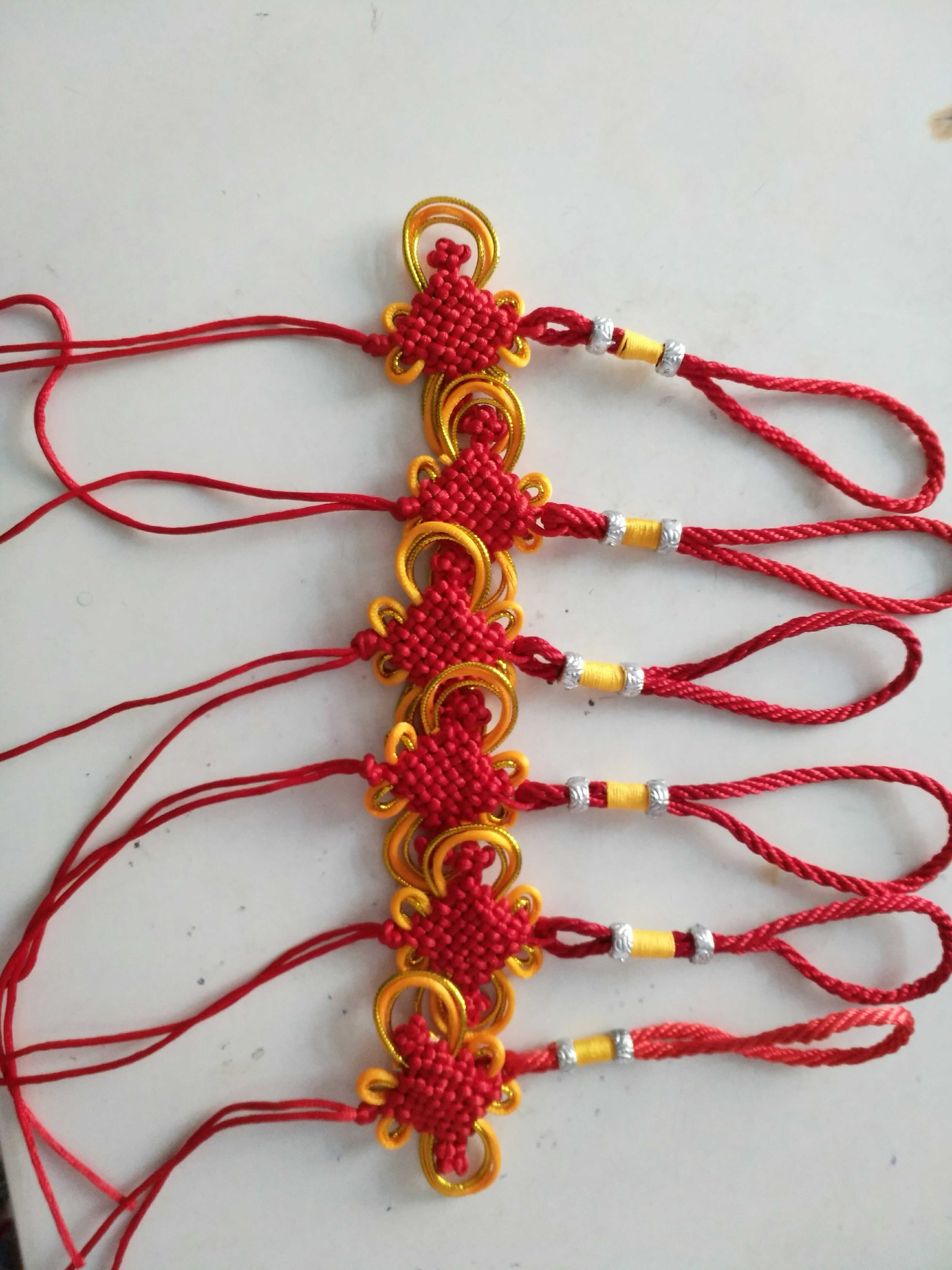 New Featured Handmade Red Gold Thread Rich 8 Treasure with a small hanging decoration Little China knot full 100