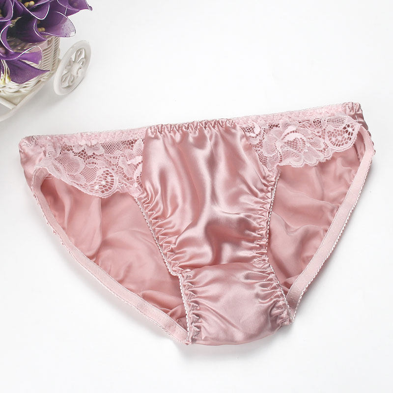 Full of 2 pieces 100% mulberry silk silk panties women's silk briefs breathable sweat wicking lace edge