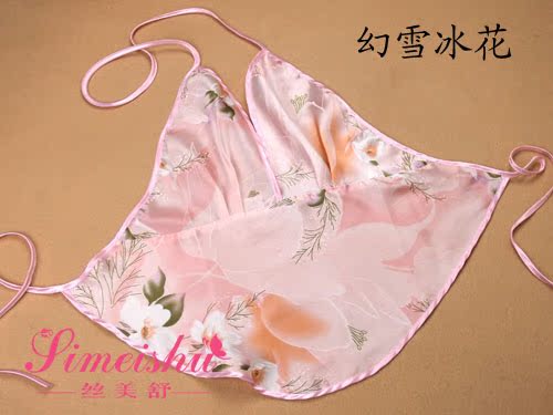 Nữ thần sexy 100% lụa V-Cổ in lụa tạp dề ladies đồ lót đồ ngủ sexy bụng người lớn