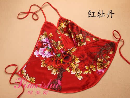 Nữ thần sexy 100% lụa V-Cổ in lụa tạp dề ladies đồ lót đồ ngủ sexy bụng người lớn