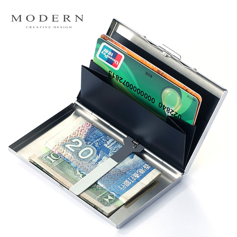 German MODERN metal card holder male ultra-thin anti-degaussing anti-theft anti-theft brush bank card case RFID shielding nfc