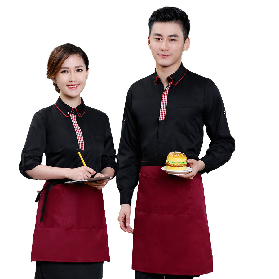 Hotel work clothes Long sleeves Coffee Western Dining Fast Dining Hall Hot Pot Hotel Catering Attendant work clothes for spring and autumn clothes