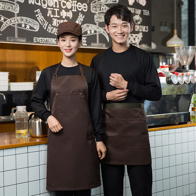 Hotel Dining Room Attendant Working Clothes Long Sleeve Spring Autumn Clothing Catering Hotpot Milk Tea Shop Round Neckline Thick Cotton T Custom logo