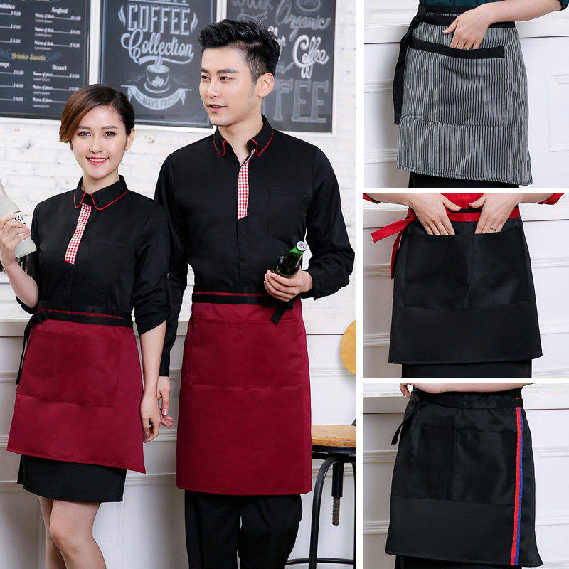 Hotel Workwear Long Sleeved Front Pot waiter Short Sleeve Apron Fast Food West Restaurant Cafe