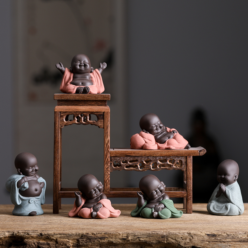 Inkha Purple Sa Miller Buddha Fittings Creative boutique tea pet smile often drive car decoration tea accessories