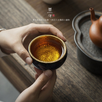 Mo Shou Tianmu starry sky golden calf 24K pure gold glaze Master Cup Puer tea cup tea cup tea cup made by hand