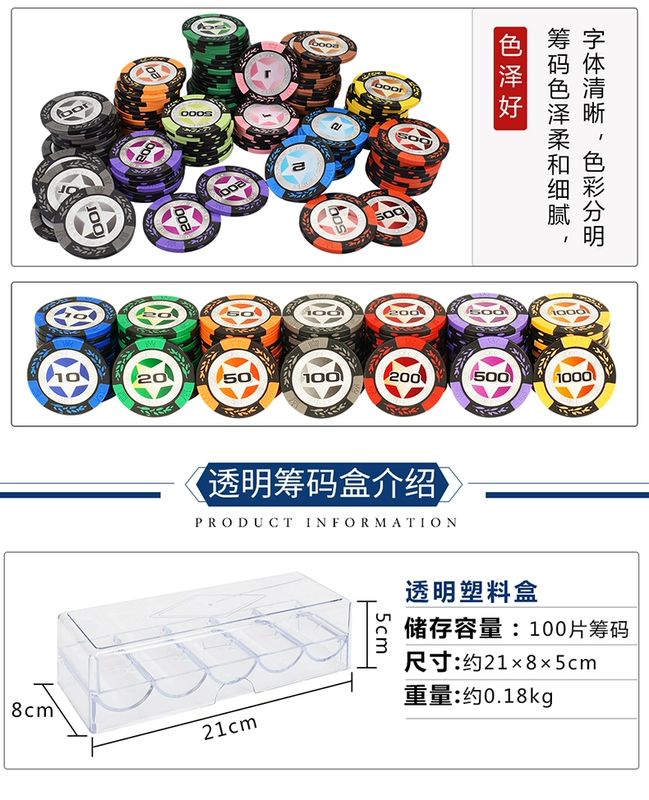 Royal Texas Holdem Poker Chips Mahjong Chip Coins 2 điểm Chip hai màu Baccarat Chips 100 Chip - Các lớp học Mạt chược / Cờ vua / giáo dục