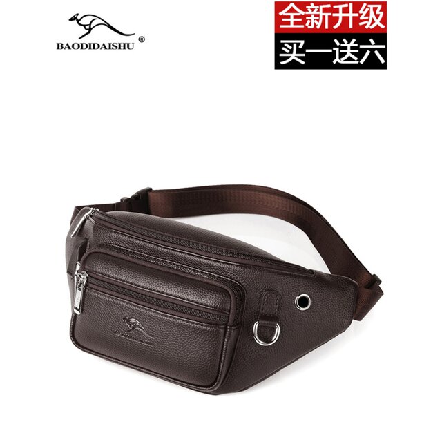 Bodi Kangaroo ຖົງແອວຫນັງແທ້ Cowhide ກິລາ Chest Bag Multifunctional Casual Mobile Phone Bag Small Bag Men's Crossbody Bag trendy