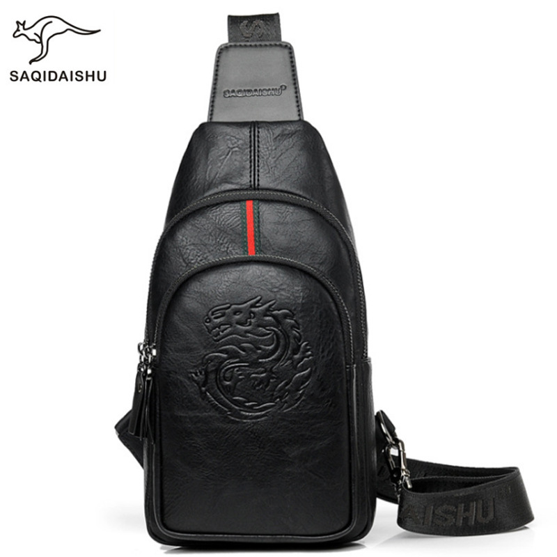 Sachi Kangaroo Masculine Bag New Men Genuine Leather Chest Bag Business Casual Retro Single Shoulder Bag Trend 100 Hitched Satchel Bag