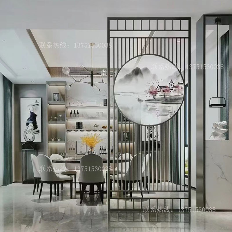 Custom Stainless Steel Screen Light Lavish Living Room Compartment New Chinese Titanium Alloy Genguan Brief Modern Metal Background Wall