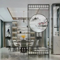 Custom stainless steel screen Light luxury living room partition New Chinese titanium entrance simple modern metal background wall