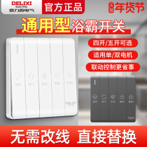 Delixi bathroom heater switch five-on four-on and three-on universal bathroom bathroom heater single control control panel