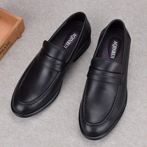 Head Layer Cow Leather Foreign Trade Mens Shoes Genuine Leather Business Positive Dress Casual Leather Shoes Man Round Head Set Foot Breathable Soft Base Soft Face Leather
