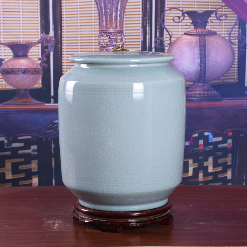 Pure handmade Jingdezhen Ceramic rice cylinder Water cylinder oil cylinder Tea cylinder storage tank 20 kilos anti-insect moisture