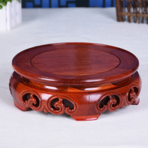 Redwood base carving crafts ornament base solid wood round flower pot vase strange stone head fish tank Buddha statue base