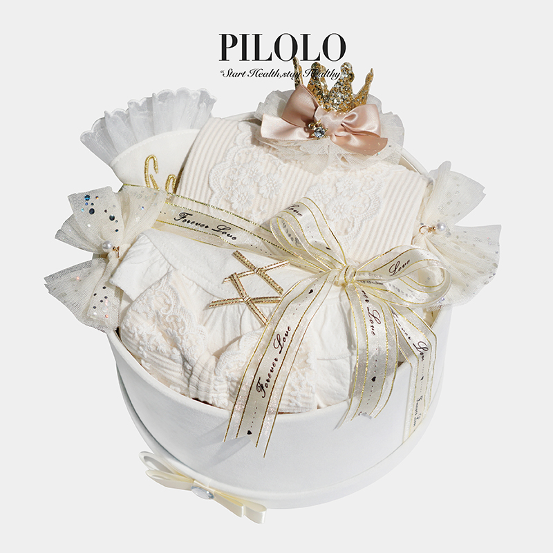 Newborn gift box autumn lace skirt princess crown baby cotton suit full moon hundred day gift spree