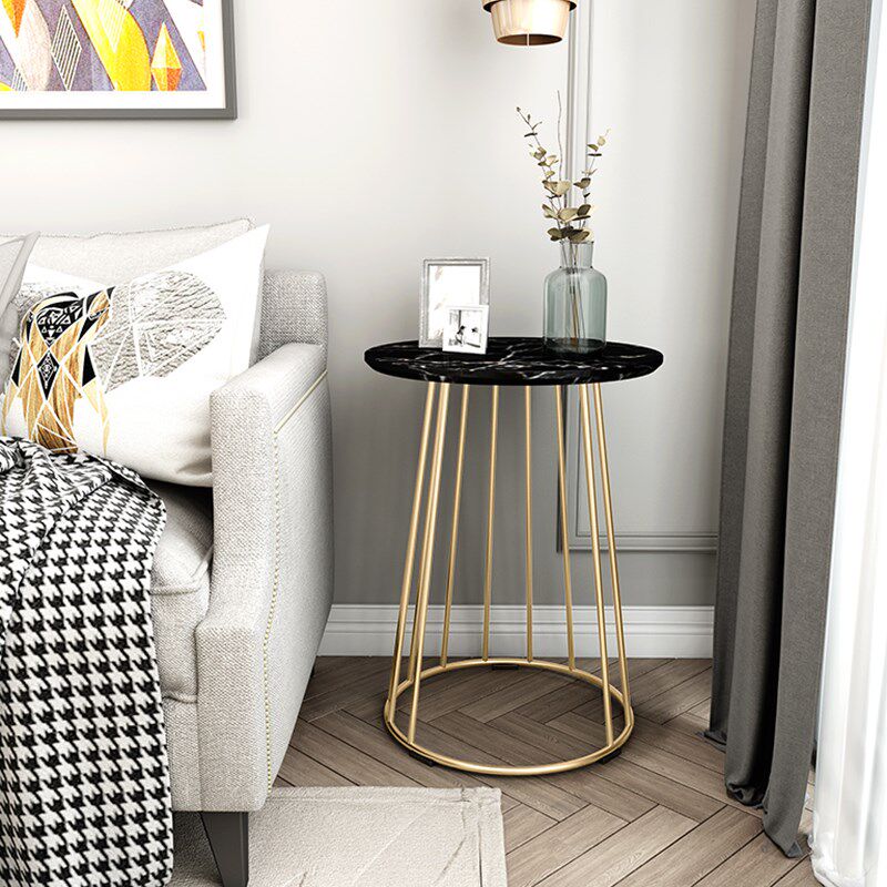 Marble table top coffee table side table sofa side table wrought iron table legs golden bedroom display table bedside table setting table