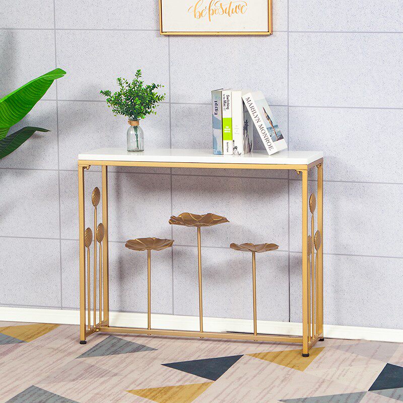 Nordic fashion light luxury wrought iron porch table golden marble corridor aisle foyer wall side porch counter