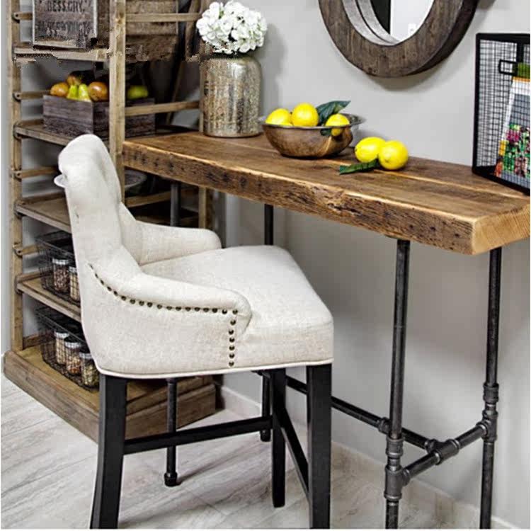 American retro simple bar home bar water pipe solid wood dining table dining room living room compartment bar high foot bar