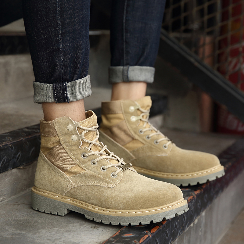 Tide Cards New men's shoes Martin boots Spring Summer autumn medium-high cylinder 100 lap fashion Desert Inn wind snowshoeing shoes