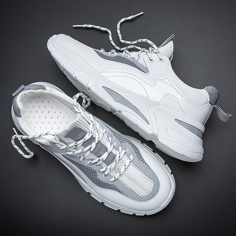 Boomer Men Shoes Breathable Sports Casual Shoes Small White Shoes Net Face Running Shoes Trend Han Edition 100 Hitch Shoes Old Daddy Shoes