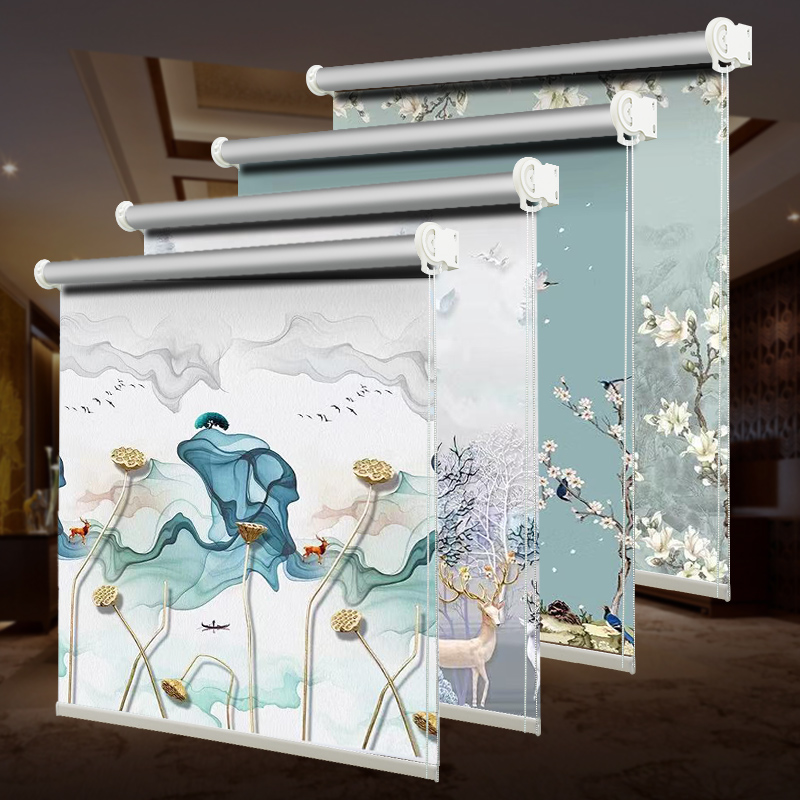 Roller Shutters Makeup Room Waterproof Shading Kitchen Windows Lift Anti-Oil Curtain Free of perforated Bathroom Pull-out curtains