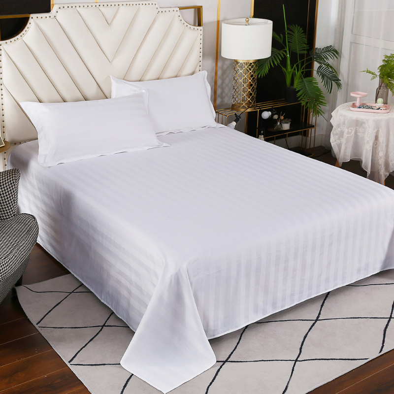 Pure cotton one-piece bed sheet hotel linen hotel student dormitory single double white satin comfortable cotton quilt - Taobao