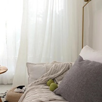 White gauze curtain gauze transparent opaque veil balcony shading window veil Nordic simple bay window thickened cotton linen white sand