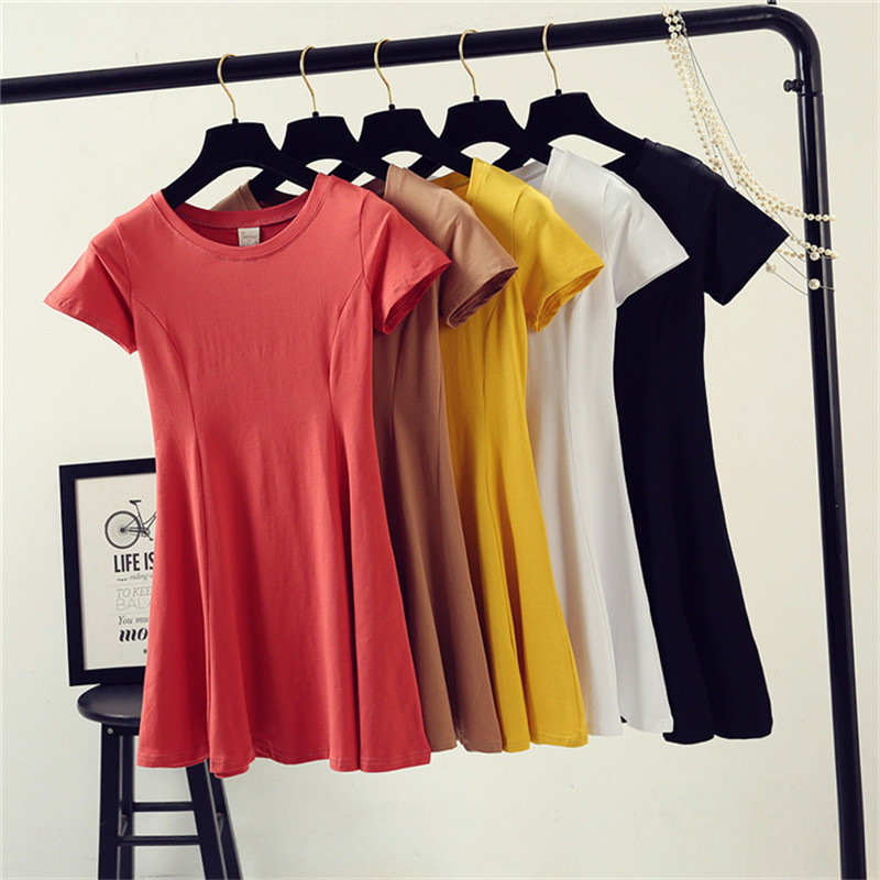 Pure Cotton Short-Sleeved Dress for Petite Women, New Summer 2025 Black High-Waisted Slimming A-Line Short Skirt Pure Cotton Short-Sleeved Dress for Petite Women, New Summer 2025 Black High-Waisted Slimming A-Line Short Skirt
