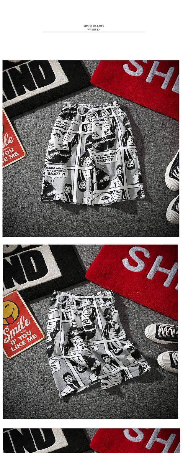 Mùa hè siêu lửa hip hop quần short thời trang đường phố thương hiệu lỏng lẻo quần thể thao nam quần xà cạp quần đùi nam