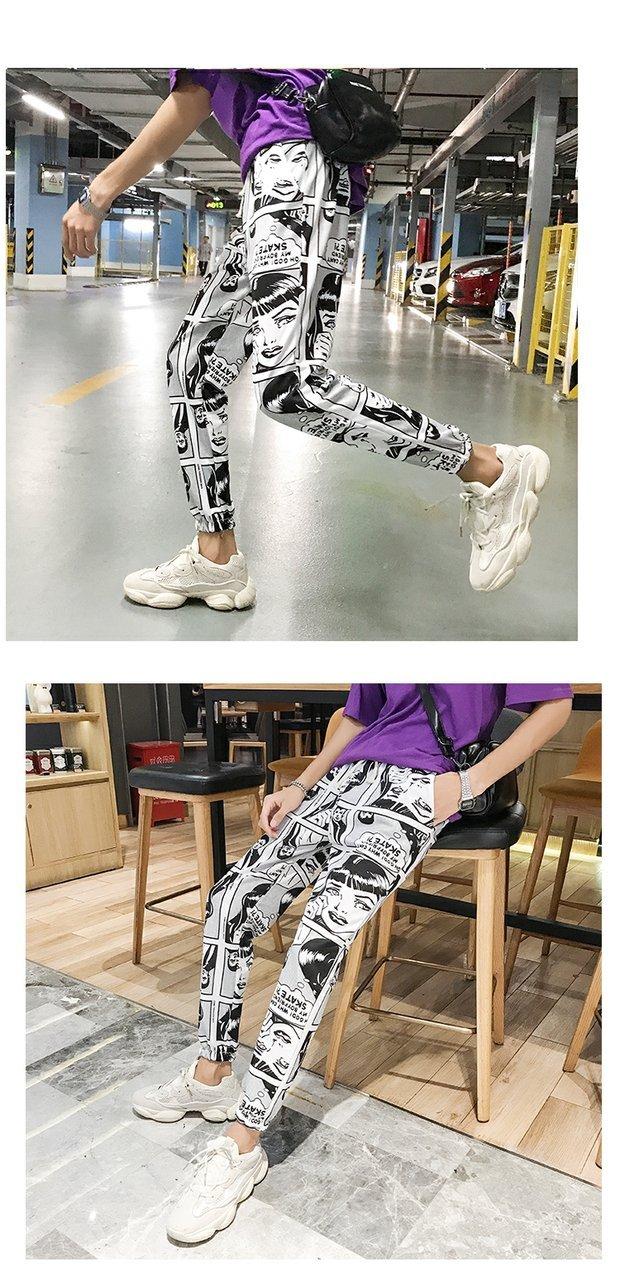Bf phong cách Harajuku quần âu trẻ trung quần thời trang nam 2018 hè mới sọc chín điểm thể thao quần nam