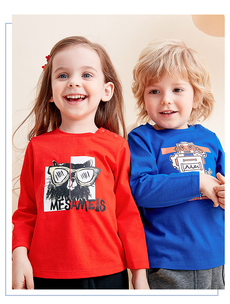 mesamis 蒙蒙摩米 2020春秋新款 纯棉儿童长袖T恤 天猫优惠券折后￥39包邮（￥59-20）男、女童80~130码多色可选 京东￥59